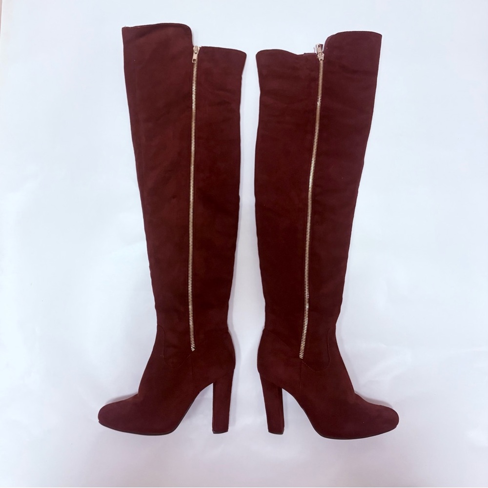 TOP Moda OTK Burgundy Over the Knee Thigh High Boots Sz 7